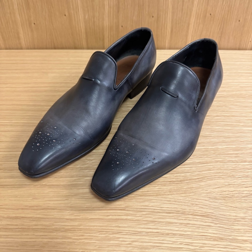 Gray Ombré Leather Slip-On Loafers